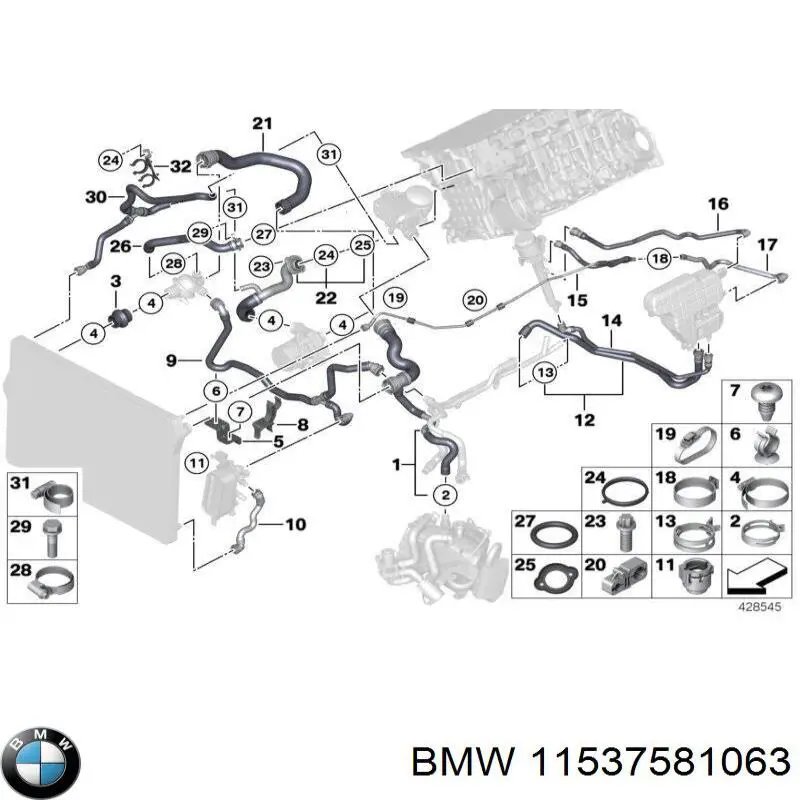 Шланг (патрубок) термостата BMW 11537581063 ціна, від 16.91 USD