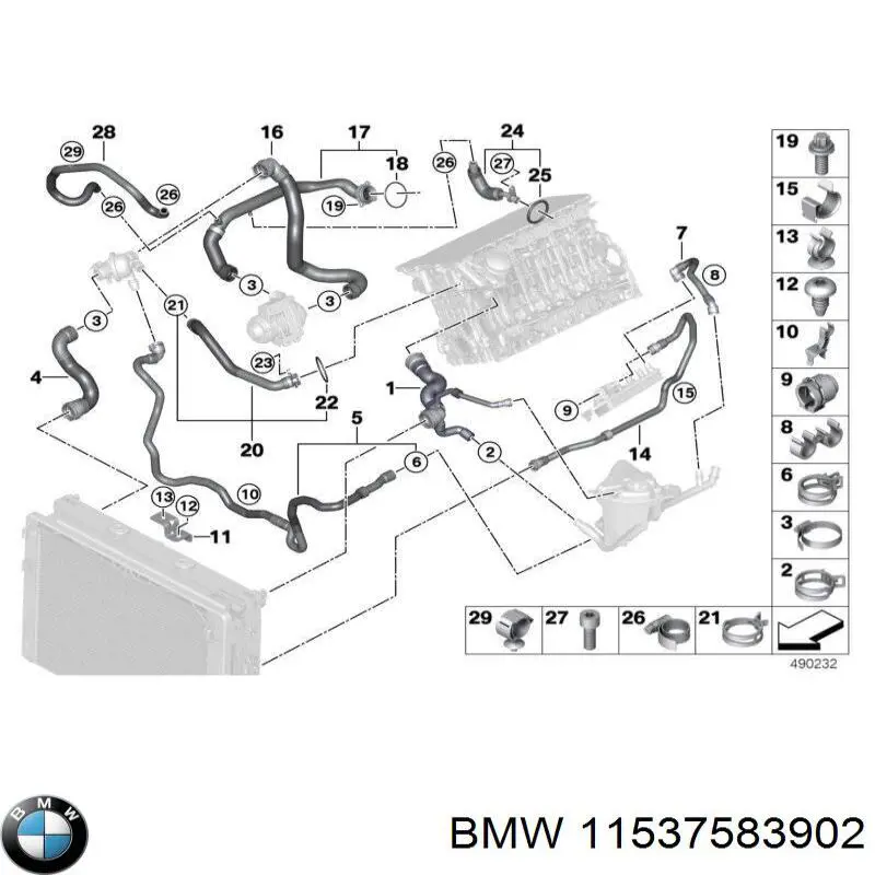 Трубка/шланг подачі масла до турбіни BMW 11537583902 ціна, від 31.09 USD