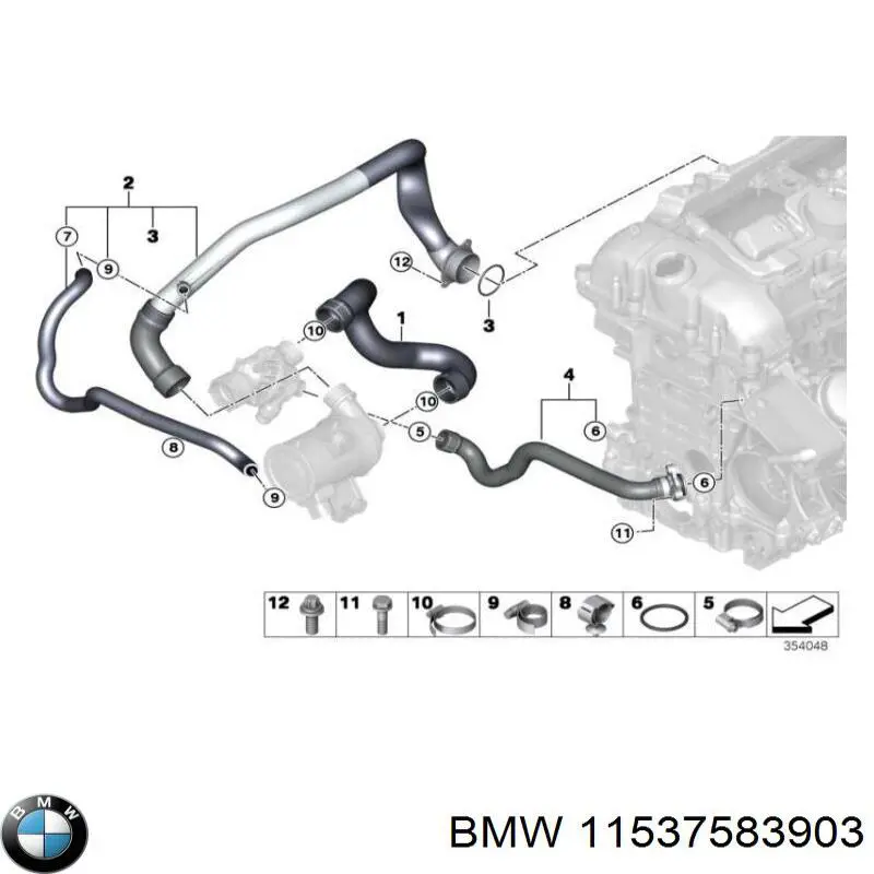 11537583903 BMW Шланг/патрубок рідинного охолодження турбіни, обратка