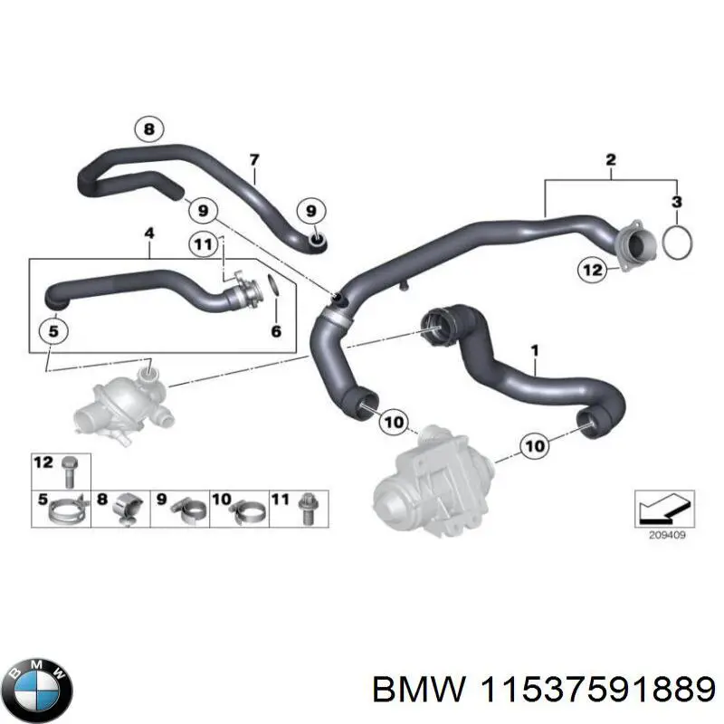 Водопровідна труба системи охолодження на BMW X3 (F25)
