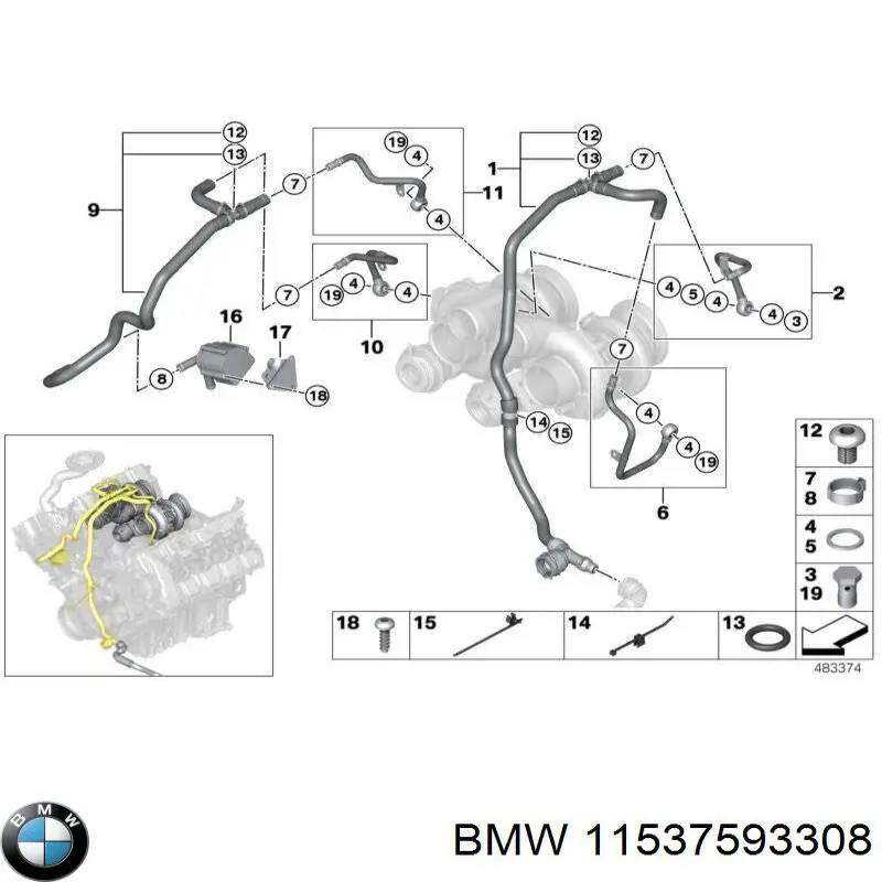 Купити 11537593308 BMW Прокладка кришки горловини, маслозаливної