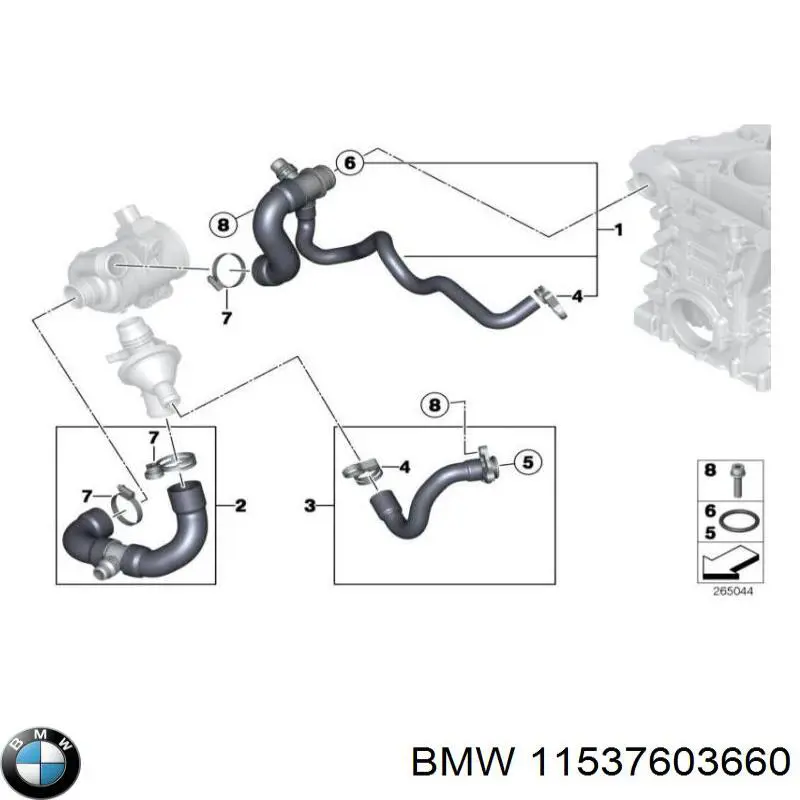 Прокладка фланця (трійника) системи охолодження BMW 11537603660 ціна, від 6.51 USD