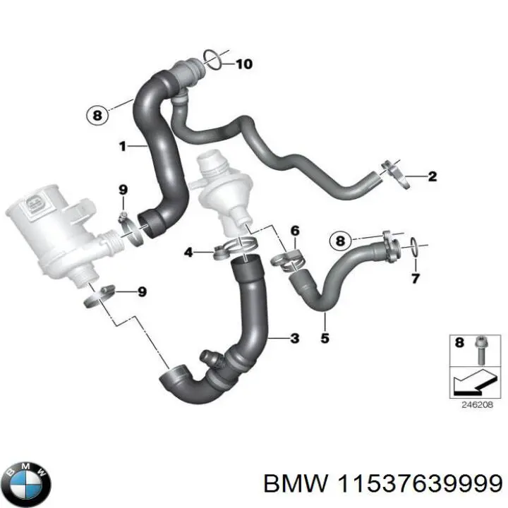 Шланг/патрубок водяного насосу, приймальний 11537639999 BMW