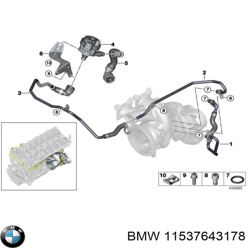 Купити 11538666856 BMW Шланг/патрубок рідинного охолодження турбіни, обратка