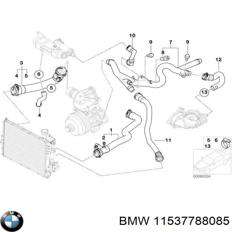 Шланг/патрубок радіатора охолодження, нижній BMW 11537788085 ціна, від 55.51 USD