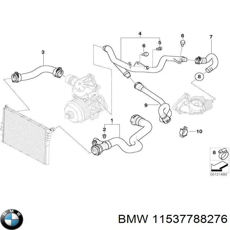 Шланг/патрубок радіатора охолодження, верхній 11537788276 BMW