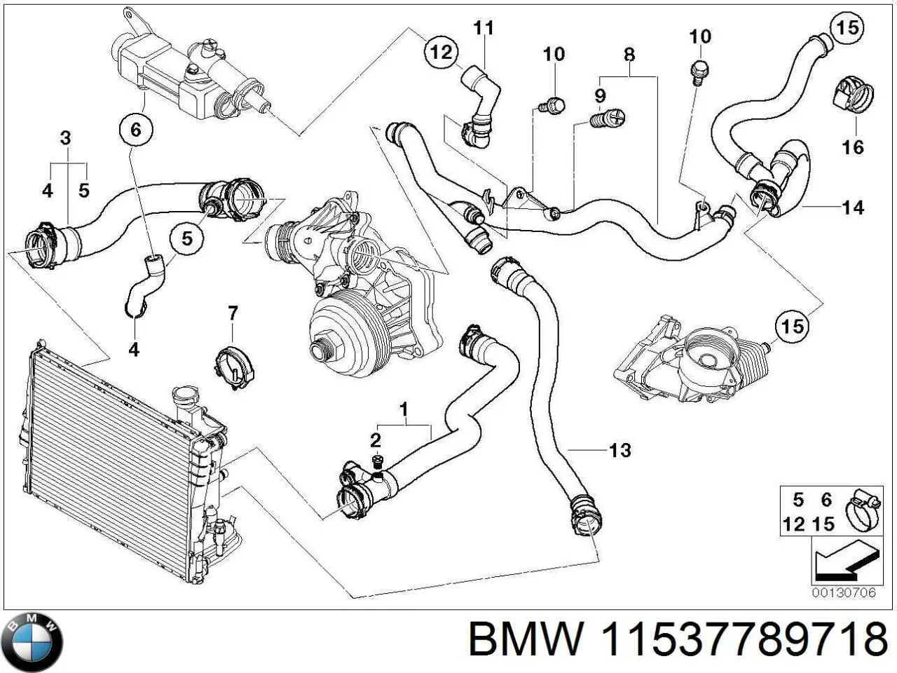 11537789718 BMW шланг/патрубок радіатора охолодження, нижній