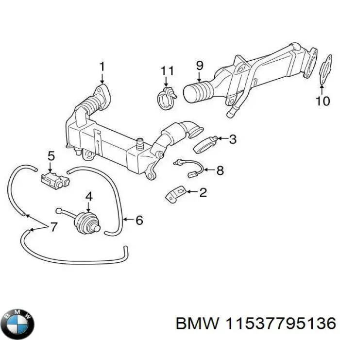 Шланг (патрубок) радіатор EGR, подача BMW 11537795136 ціна, від 27.47 USD