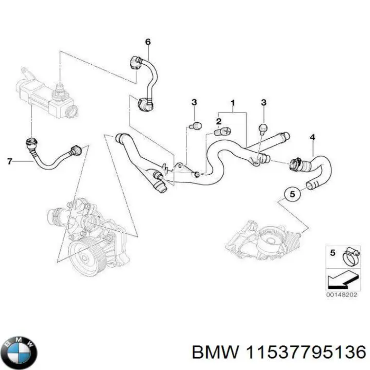 11537795136 BMW Шланг (патрубок) радіатор EGR, подача
