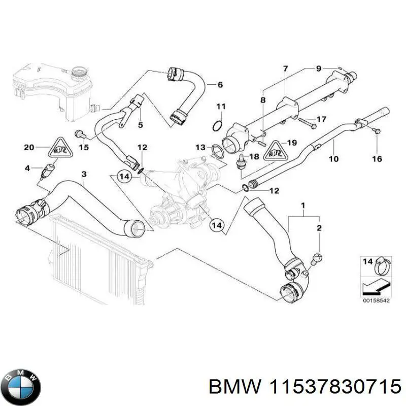 Шланг/патрубок радіатора охолодження, нижній BMW 11537830715 ціна, від 88.92 USD