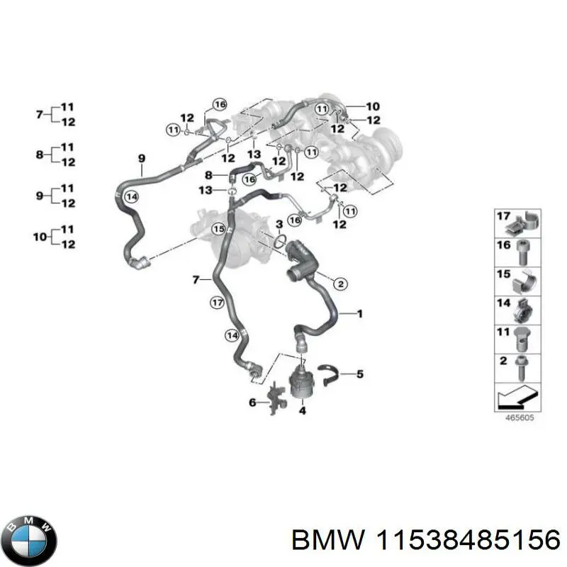Шланг/патрубок рідинного охолодження турбіни, обратка BMW 11538697262 ціна, від 41.30 USD