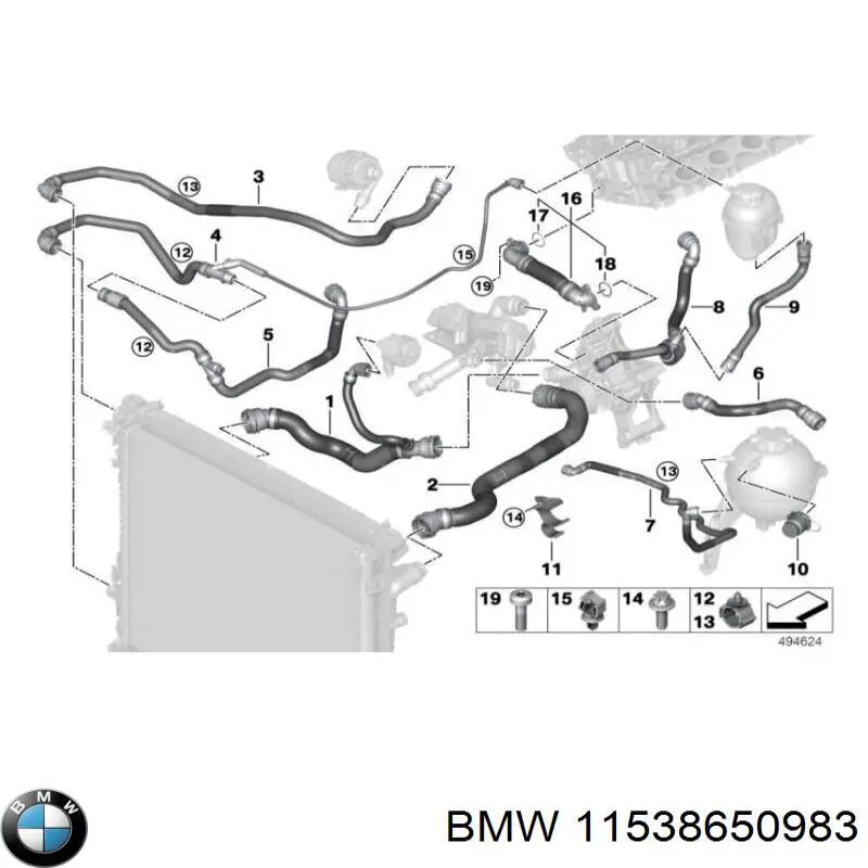 Шланг/патрубок системи охолодження BMW 11538650983 ціна, від 71.15 USD