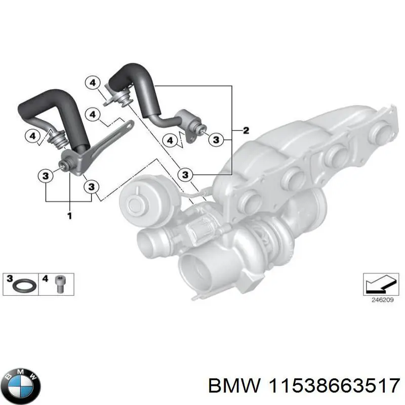 11538626655 BMW шланг/патрубок рідинного охолодження турбіни, обратка