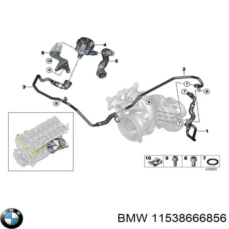 Шланг/патрубок рідинного охолодження турбіни, обратка BMW 11538666856 ціна, від 44.33 USD