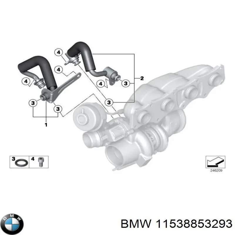 Шланг/патрубок рідинного охолодження турбіни, обратка 11538853293 BMW