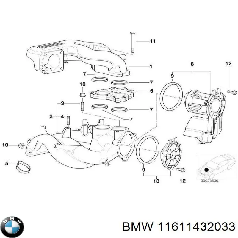 11611432033 BMW колектор впускний нижній