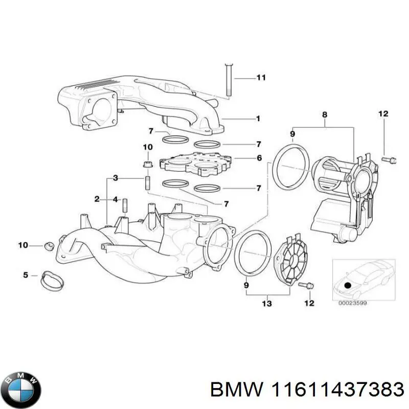 Прокладка впускного колектора, верхня BMW 11611437383 ціна, від 2.83 USD