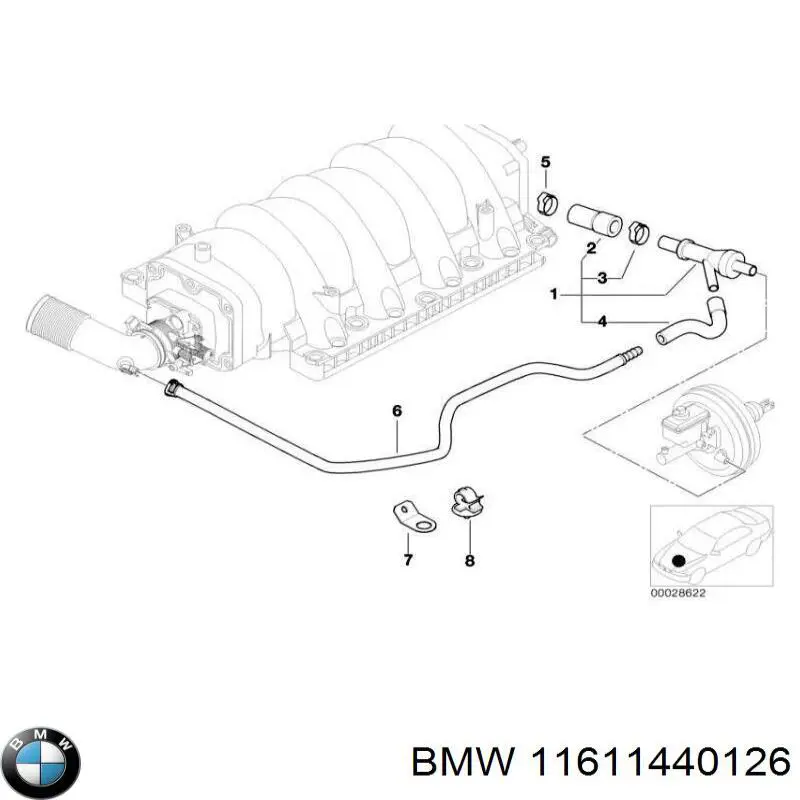 Шланг (патрубок) обігріву дросельної заслінки BMW 11611440126 ціна, від 18.87 USD