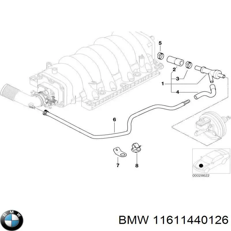 Шланг (патрубок) обігріву дросельної заслінки 11611440126 BMW