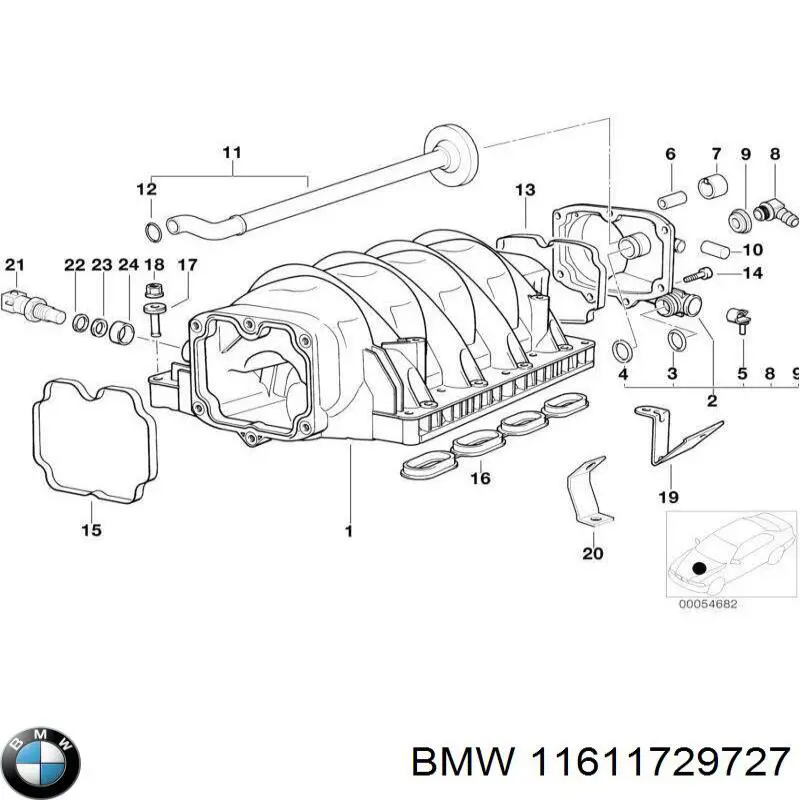 11611729727 BMW прокладка впускного колектора, ліва