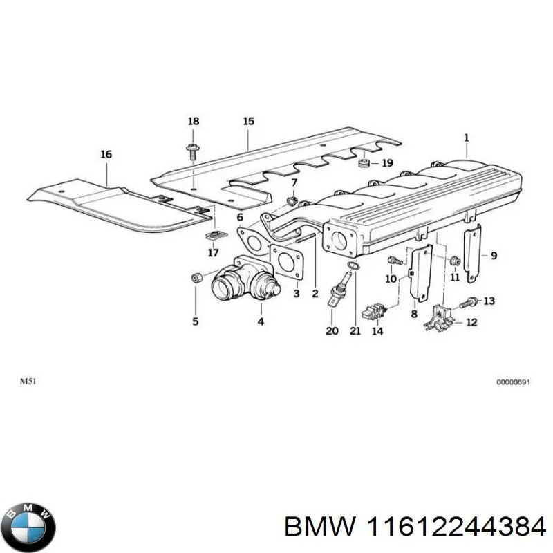 11612244384 BMW прокладка впускного колектора