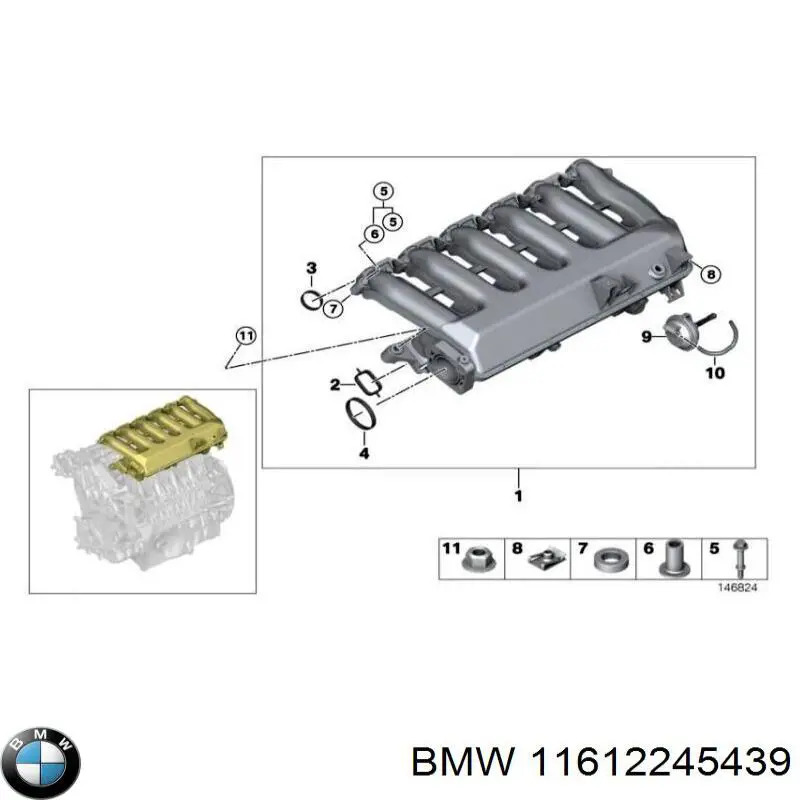 11612245439 BMW прокладка egr-клапана рециркуляції