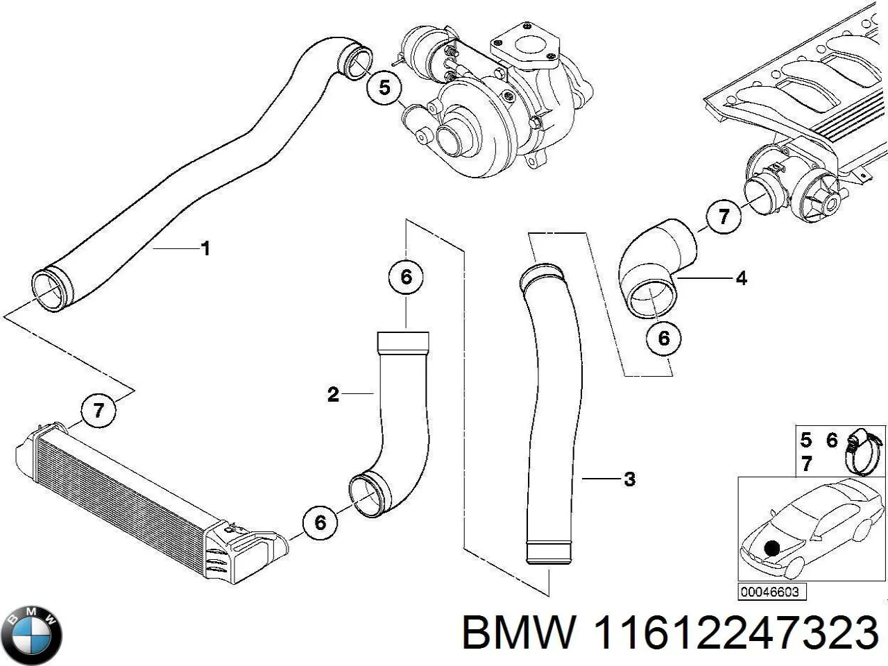 11612247323 BMW Трубка, що нагнітається