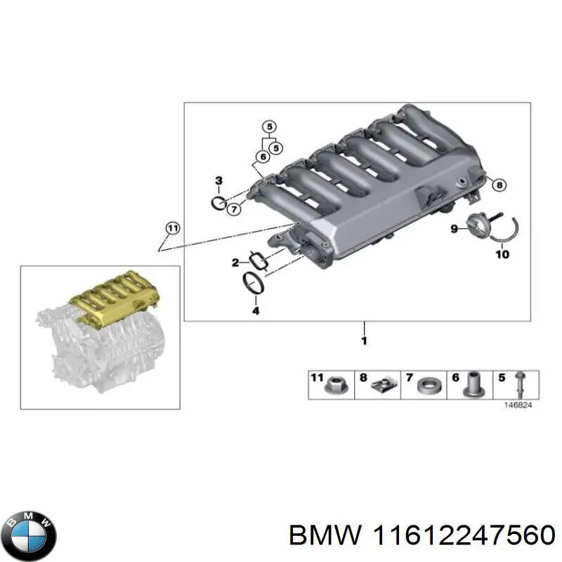Молдинг заднього скла 11612247560 BMW