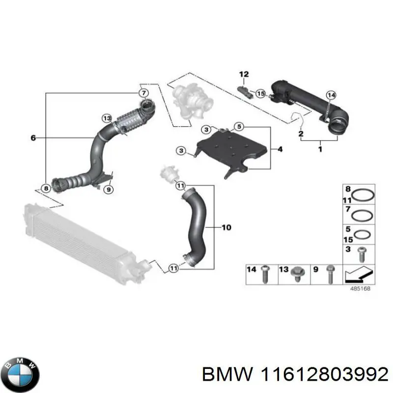  Шланг/патрубок інтеркулера, правий BMW 2 