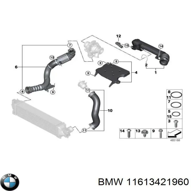 Купити 11613421960 BMW Шланг/патрубок інтеркулера, правий
