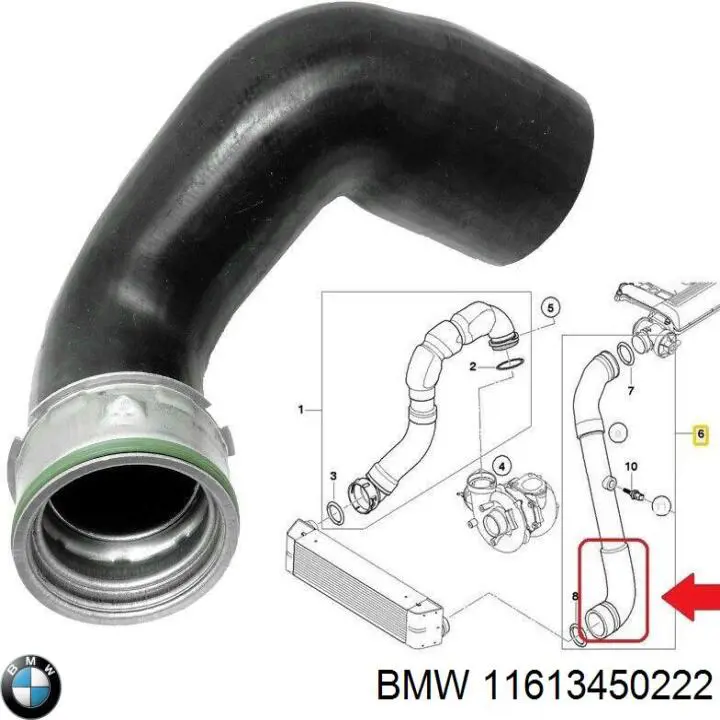 Шланг/патрубок інтеркулера, лівий BMW 11613450222 ціна, від 19.39 USD