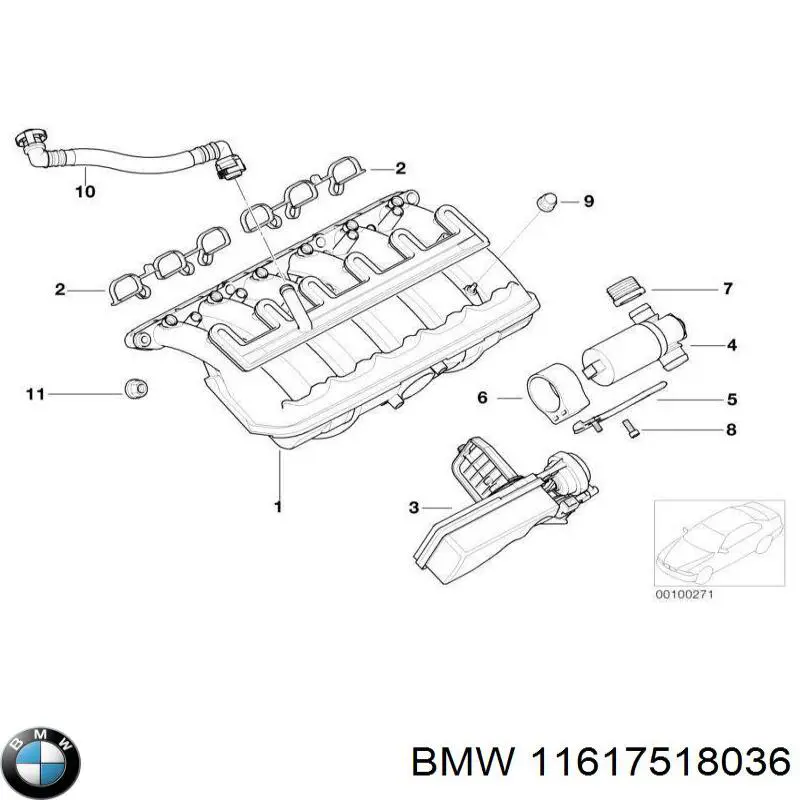 11617518036 BMW прокладка впускного колектора