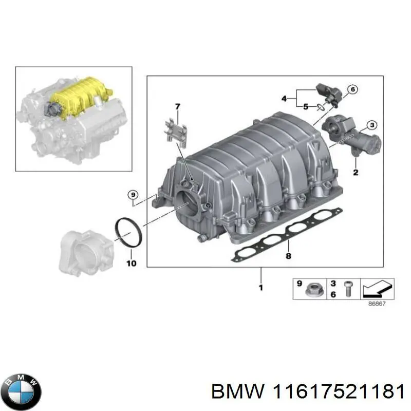 Прокладка впускного колектора 11617521181 BMW