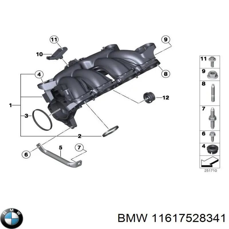Прокладка впускного колектора BMW 11617528341 ціна, від 2.99 USD