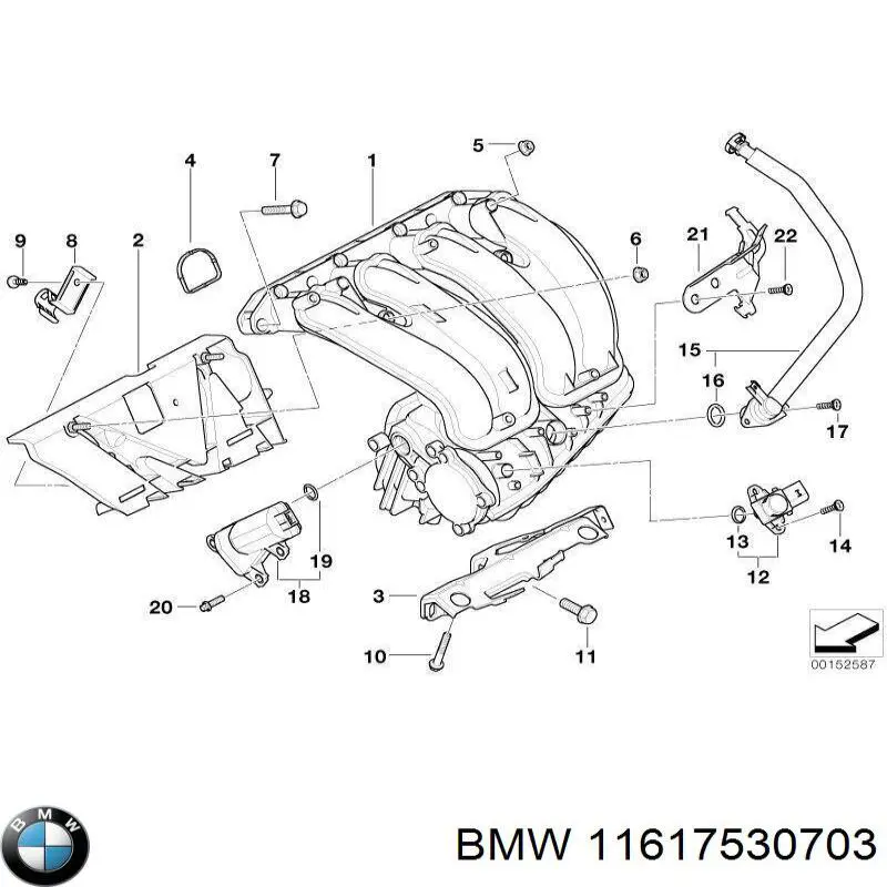 Прокладка впускного колектора 11617530703 BMW