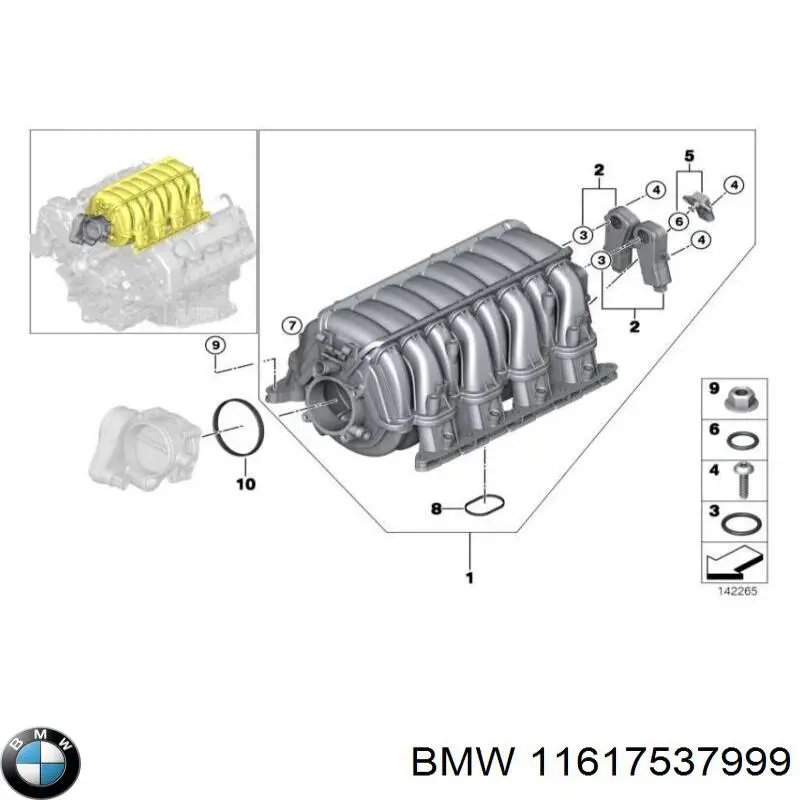 11617537999 BMW прокладка впускного колектора