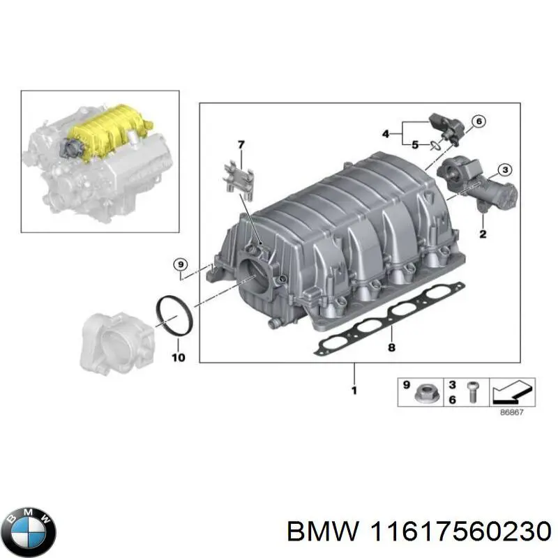 Колектор впускний BMW 11617560230 ціна, від 783.75 USD