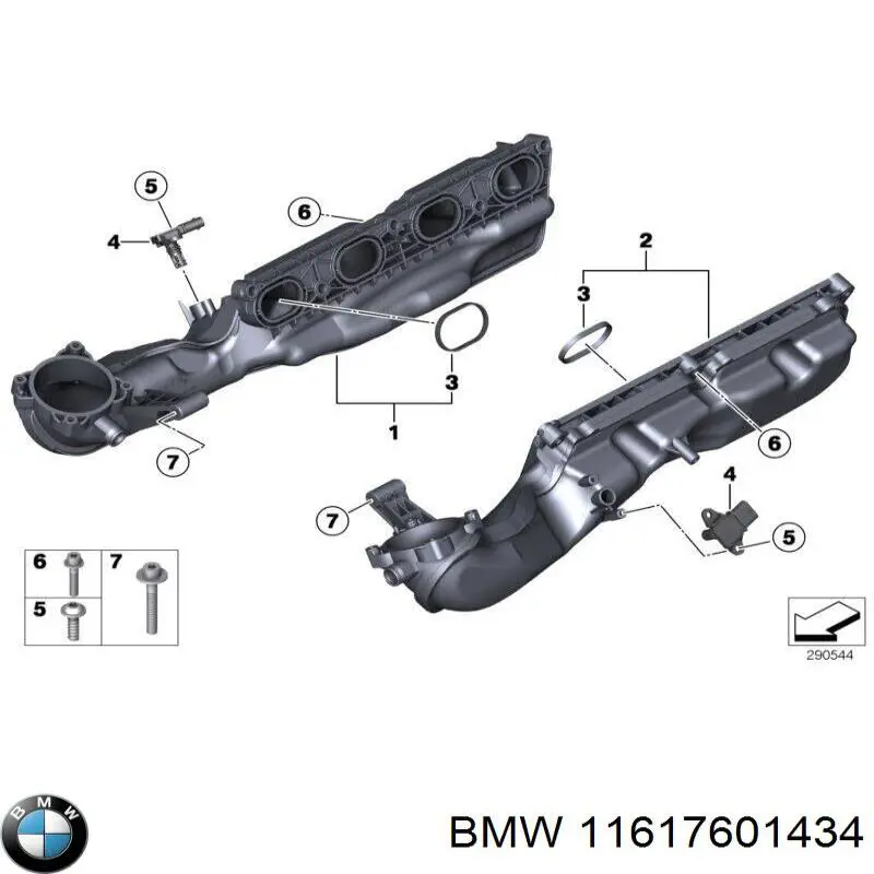 Колектор впускний, лівий BMW 11617601434 ціна, від 50.67 USD
