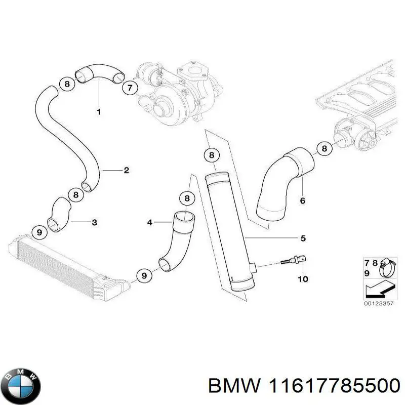 Патрубок повітряний, вихід з турбіни (наддув) на BMW 3 (E46)