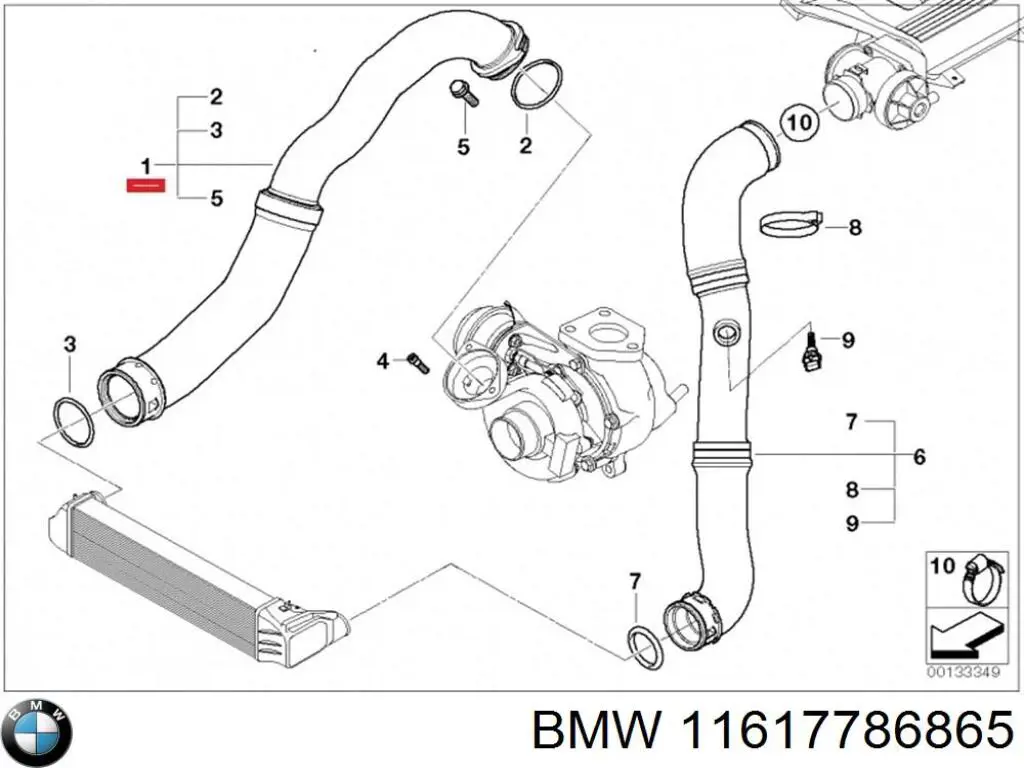 Шланг/патрубок інтеркуллера BMW 11617786865