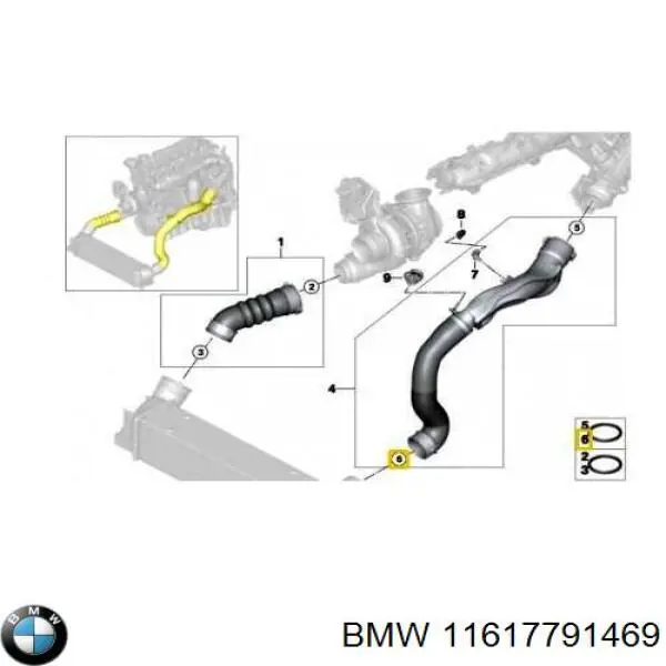 Кільце ущільнювача патрубка интеркуллера BMW 11617791469 ціна, від 15.78 USD