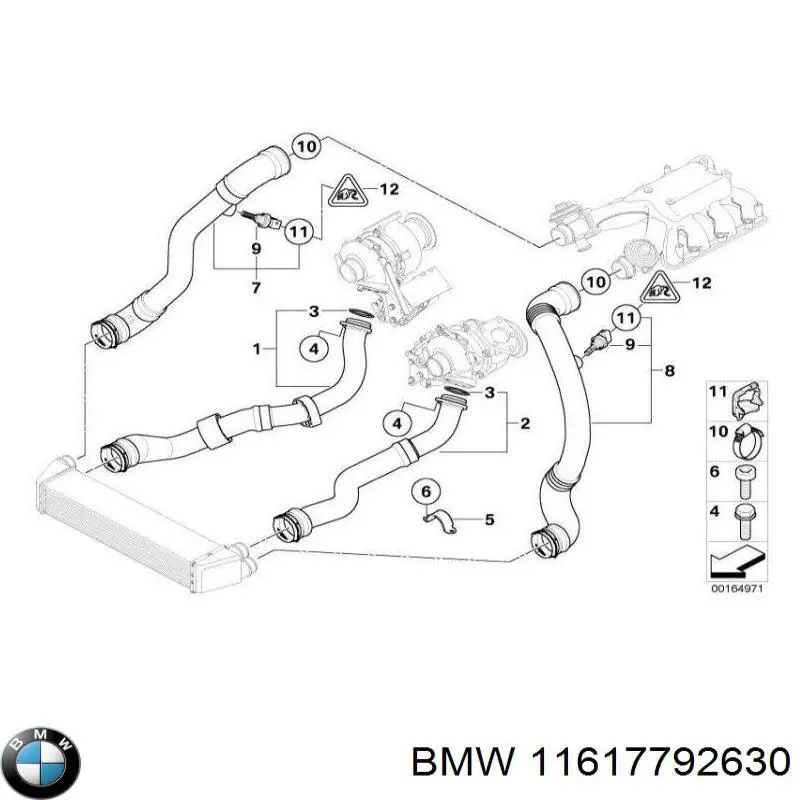 11617792630 BMW шланг/патрубок интеркуллера, верхній правий