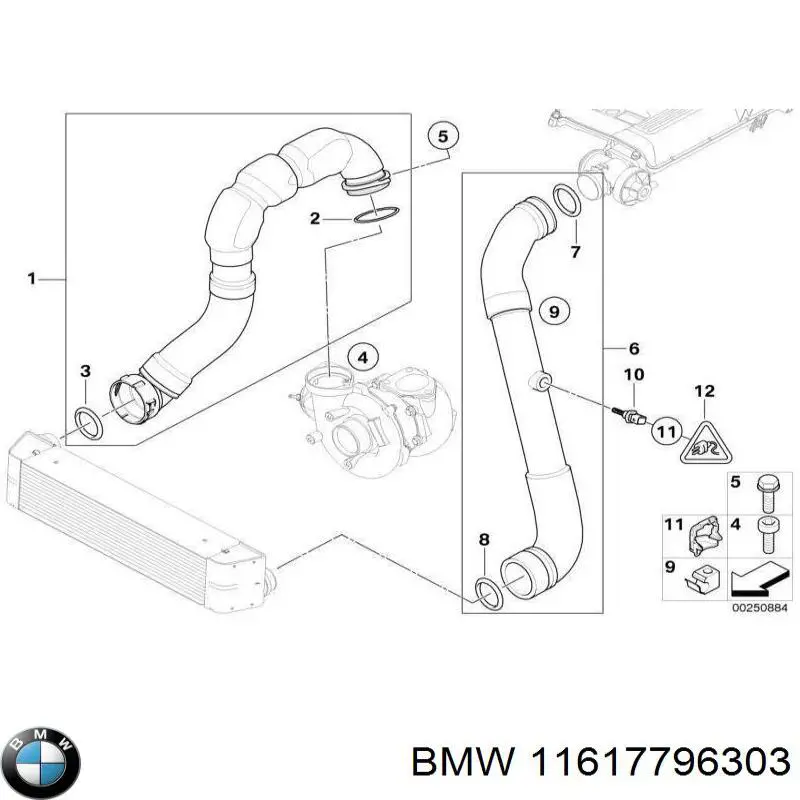11617796303 BMW шланг/патрубок інтеркулера, правий
