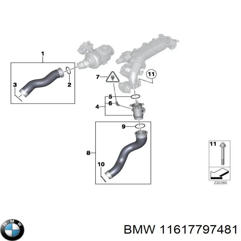 11617797481 BMW Трубка, що нагнітається
