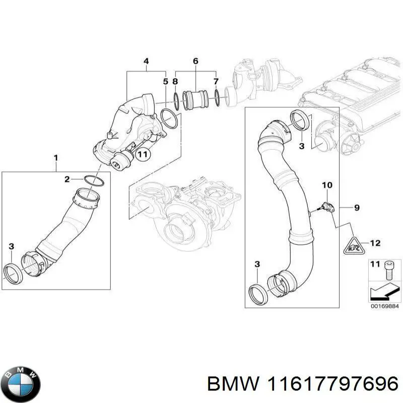 11617797696 BMW шланг/патрубок інтеркулера, лівий