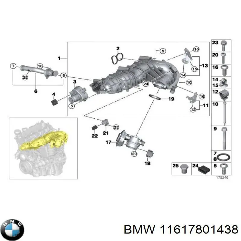 Купити 11617801438 BMW Прокладка впускного колектора