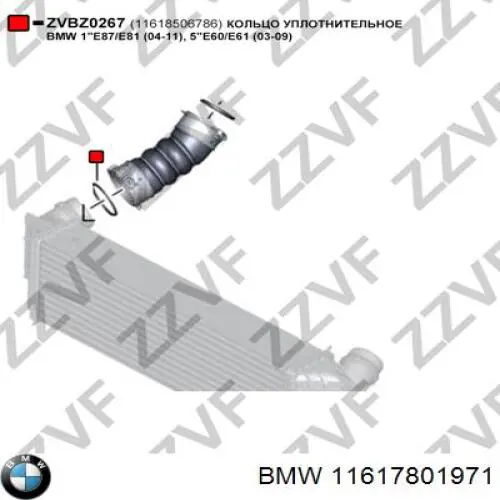 Купити 11617801971 BMW Кільце ущільнювача патрубка интеркуллера