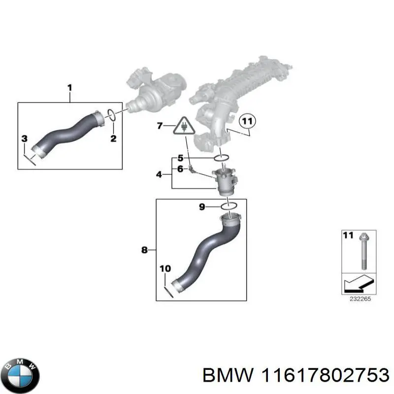Купити 11617802753 BMW Шланг/патрубок интеркуллера