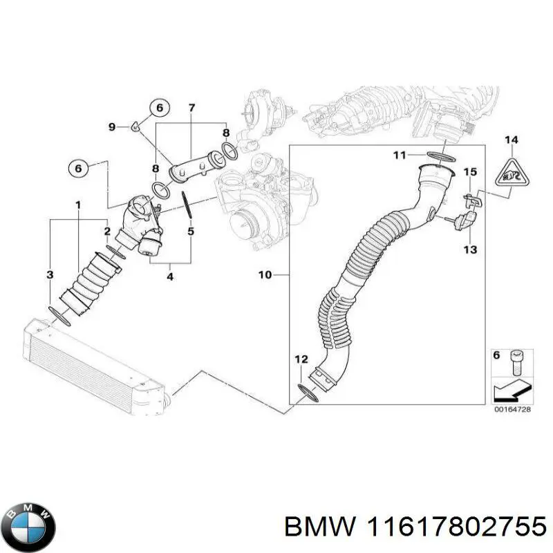 Шланг/патрубок интеркуллера BMW 11617802755 ціна, від 310.54 USD
