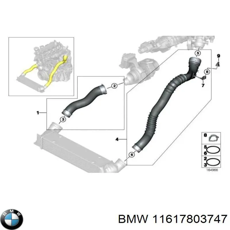 Шланг/патрубок интеркуллера BMW 11617803747 ціна, від 45.14 USD